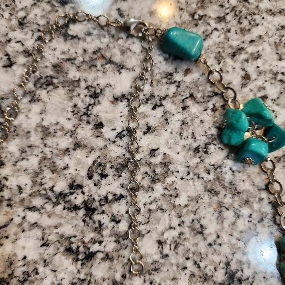 Large Slab Turquoise Necklace Silver Tone Chain w Extender Natural Stone EUC - Picture 5 of 16